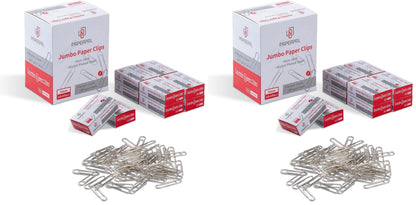 PAPERPAL Paperclips for Office School & Personal Use, #1 Nonskid Paper Clip (1-2/7"), 2000 Medium Paper Clips (20 Boxes of 100 Each), Silver
