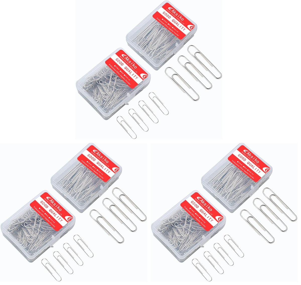 220pcs Silver Paper Clips, Medium and Jumbo Size (1.3 inch & 2 inch) Office Paperclips - with Storage Box in Each Size for Easy Storage