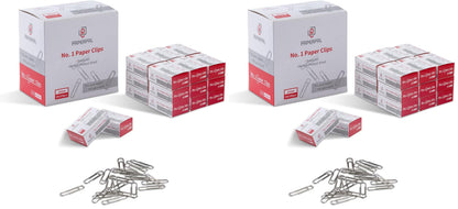 PAPERPAL Paperclips for Office School & Personal Use, #1 Smooth Paper Clip (1-2/7"), 600 Medium Paper Clips (6 Boxes of 100 Each), Silver