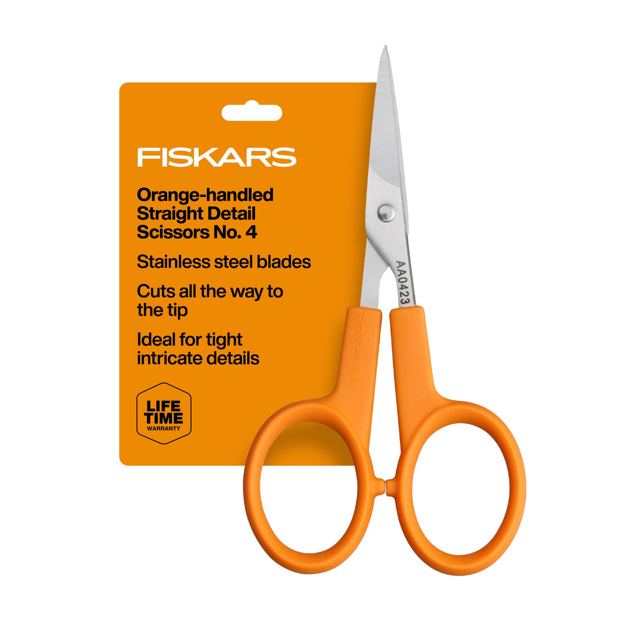 Fiskars 5" Non-Stick Micro-Tip Scissors for Sticky Materials, No. 5, White