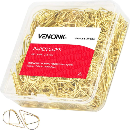 VENCINK 300 Pcs Gold Paper Clips Teardrop Cute Paperclips