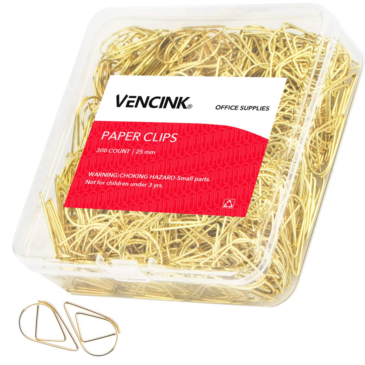 VENCINK 300 Pcs Gold Paper Clips Teardrop Cute Paperclips