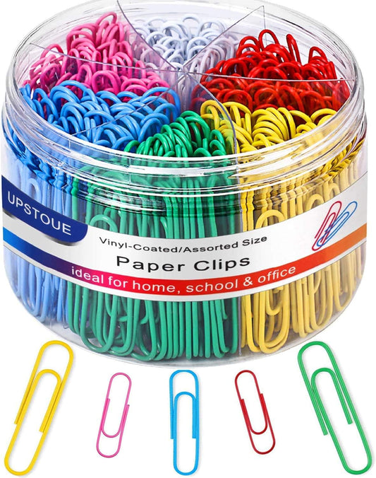 Vinaco Paper Clips Assorted Sizes Colored, 400PCS Med & Large for Office