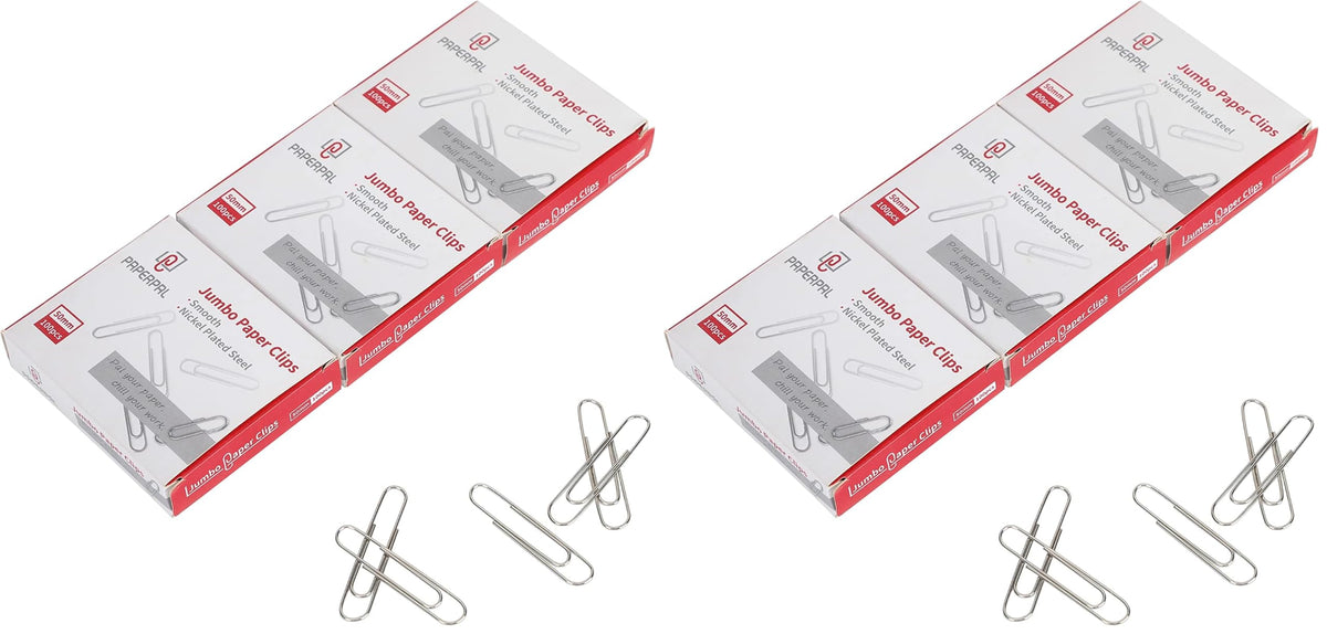 PAPERPAL Paperclips for Office School & Personal Use, #1 Nonskid Paper Clip (1-2/7"), 2000 Medium Paper Clips (20 Boxes of 100 Each), Silver
