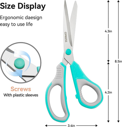 QMVESS 8.5" Scissors All Purpose 3 Pack Heavy Duty for Office School Fabric