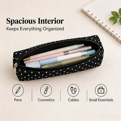 Polka Dot Canvas Pouch, Aesthetic Polka Dot Canvas Case for Daily Item