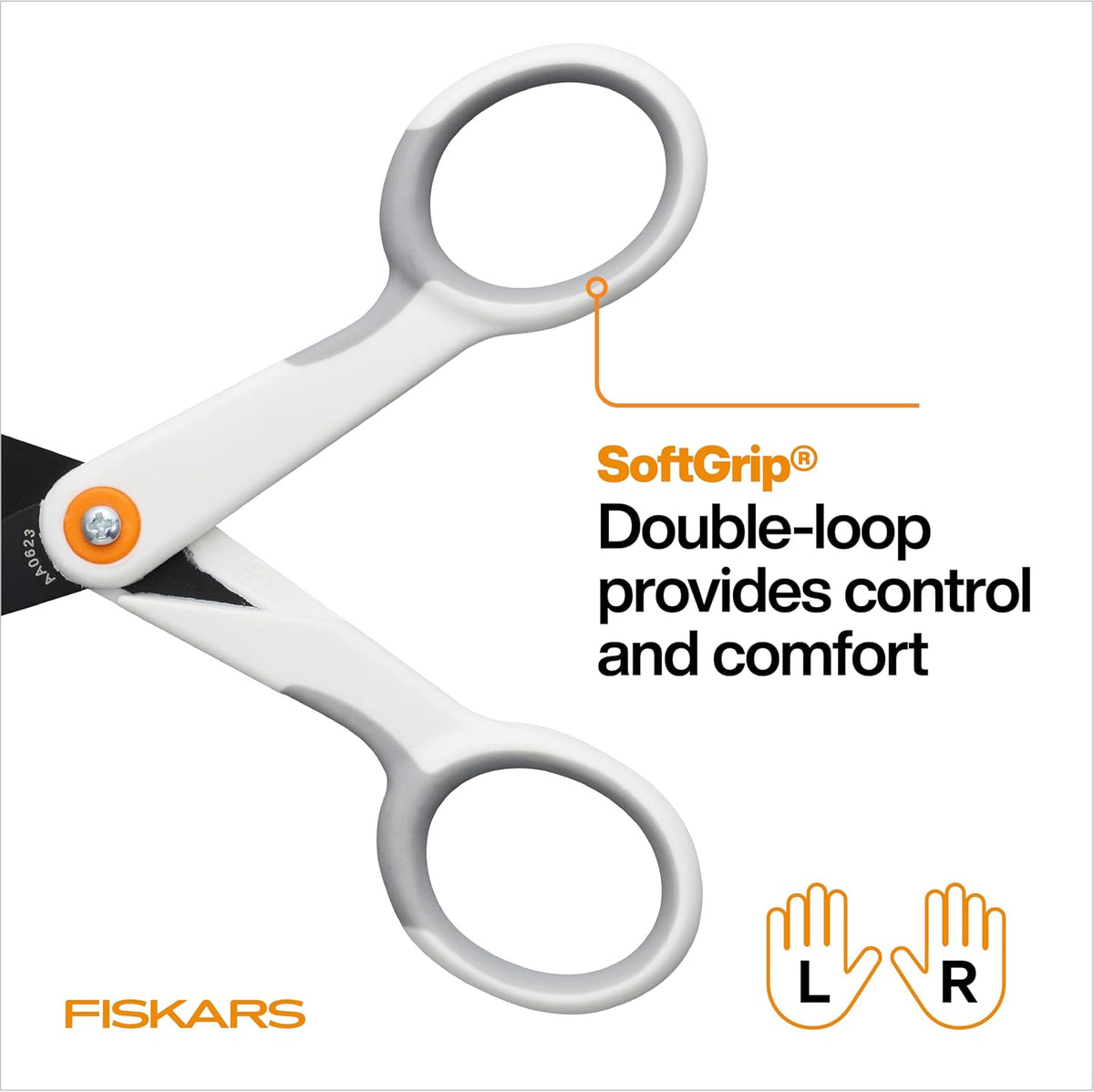 Fiskars 5" Non-Stick Micro-Tip Scissors for Sticky Materials, No. 5, White