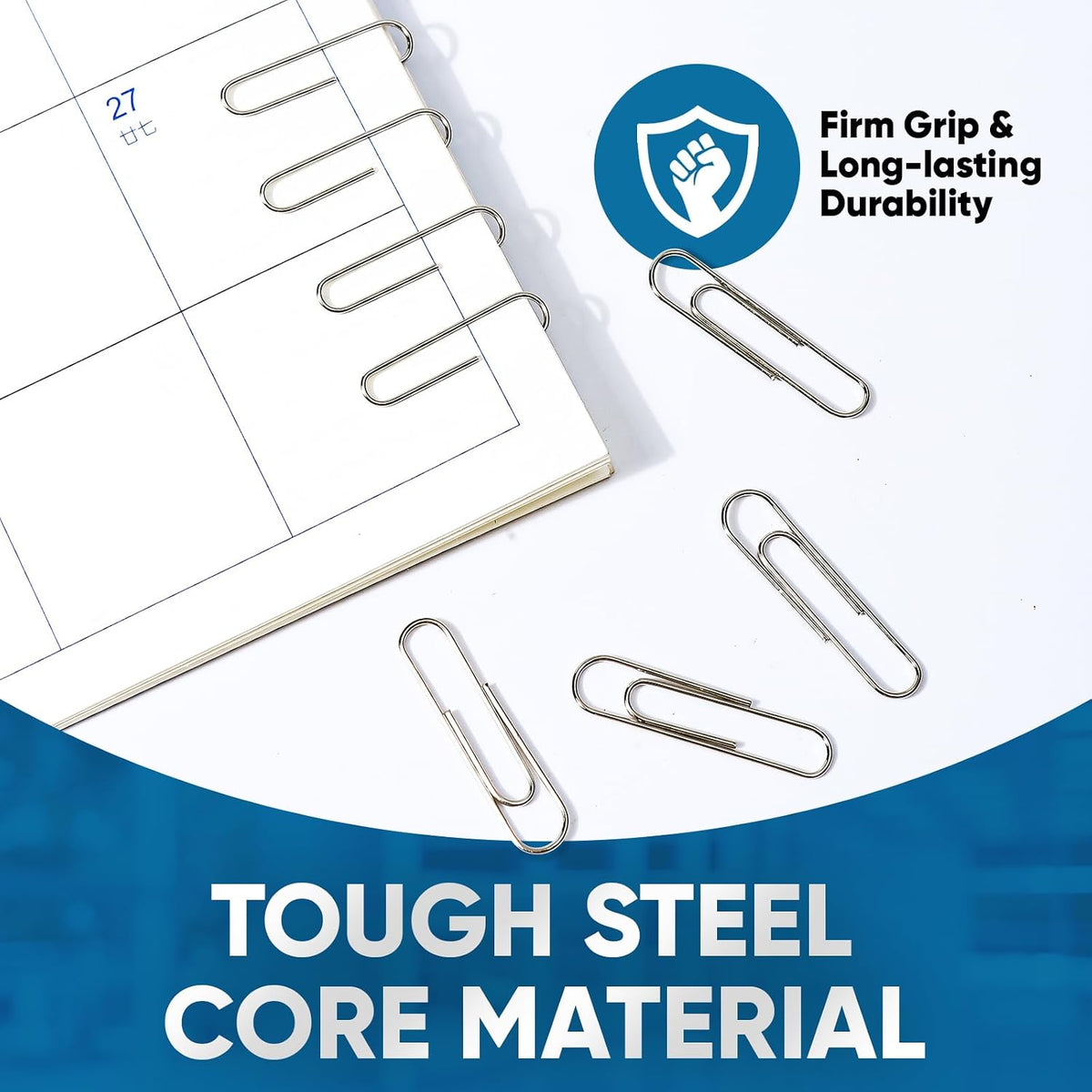 Kalerr Paper Clips, 600 Pcs Paperclips (6 Boxes of 100 Each), Premium Paper Clip, 1-2/7" Silver Paper Clips Medium (1.3 Inches), Rustproof Metal Paper Clip for Office, School, Home