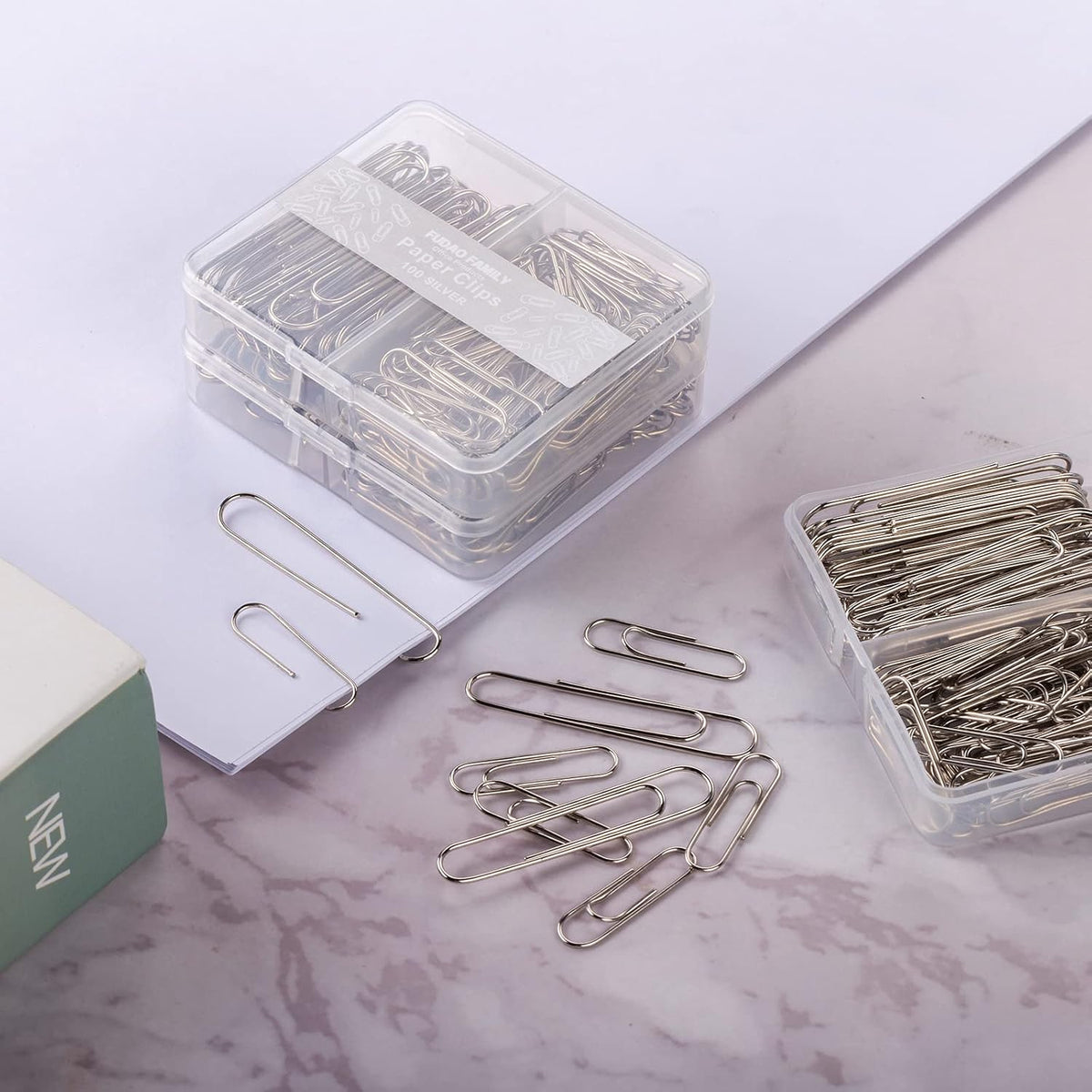 FUDAO FAMILY Paper Clips Assorted Sizes, Large and Small Paper Clips, Paper Clip, Paperclips, Pack of 3 Boxes of 100 Clips Each (300 Clips Total)