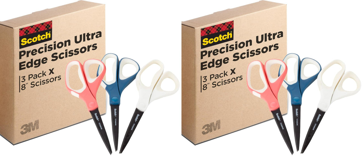 Scotch Brand Precision Ultra Edge Scissors, 8 Inch, 3-Pack