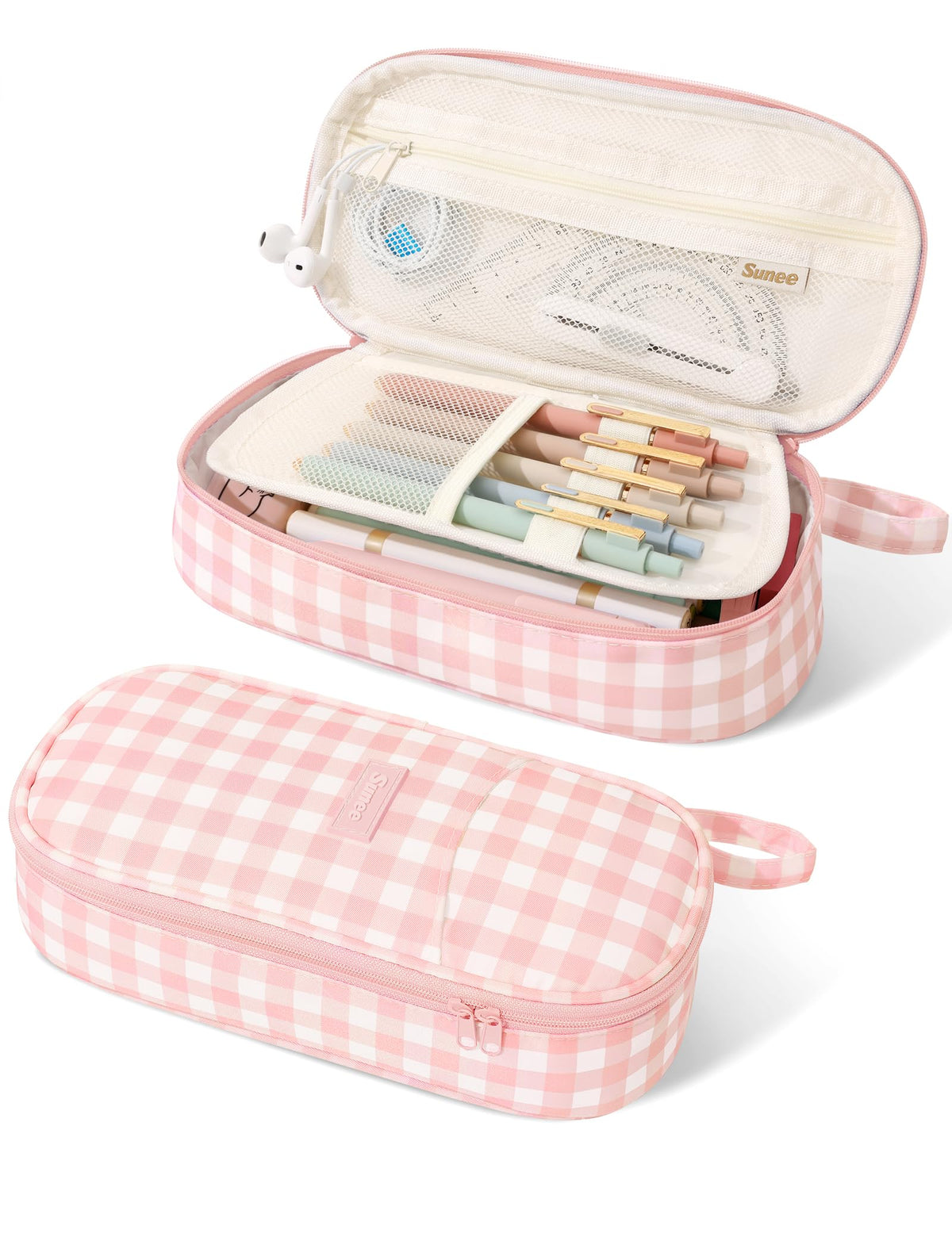 SUNEE Cute Pencil Case, Large Pencil Pouch, Aesthetic Big Pencil Bag with Zipper, Kawaii Stationery Storage and Organizer, School Supplies for Teen and Adult, Boys&Girls, Soft Corduroy Warm Beige