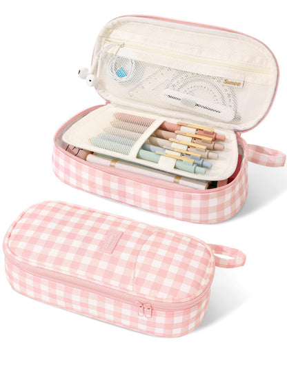 SUNEE Cute Pencil Case, Large Pencil Pouch, Aesthetic Big Pencil Bag with Zipper, Kawaii Stationery Storage and Organizer, School Supplies for Teen and Adult, Boys&Girls, Soft Corduroy Warm Beige