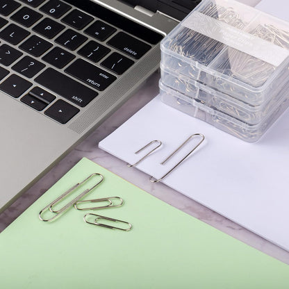 FUDAO FAMILY Paper Clips Assorted Sizes, Large and Small Paper Clips, Paper Clip, Paperclips, Pack of 3 Boxes of 100 Clips Each (300 Clips Total)