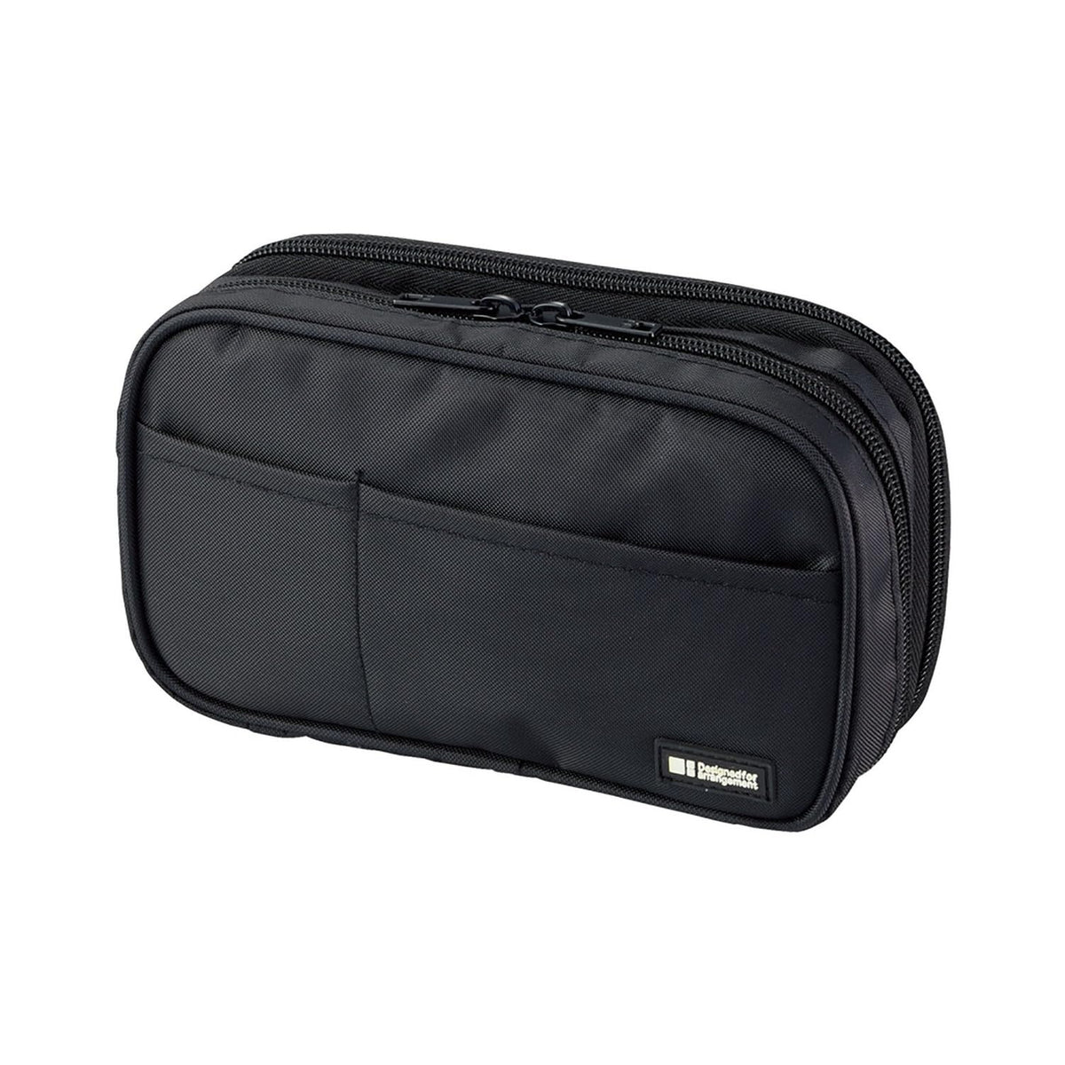 LIHIT LAB Large Capacity Zipper Pencil Case For School Office College, Big Capacity 4 Compartments Pencil Bag Holder Adults Teen Boys Girls, Travel Cosmetics Storage, Black (A7551-24)