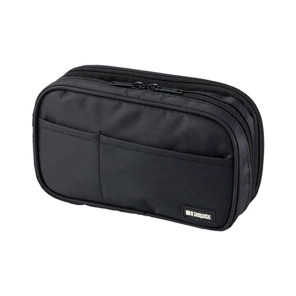 LIHIT LAB Large Capacity Zipper Pencil Case For School Office College, Big Capacity 4 Compartments Pencil Bag Holder Adults Teen Boys Girls, Travel Cosmetics Storage, Black (A7551-24)