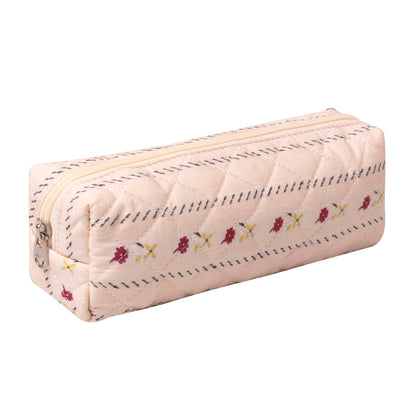 Pencil Case Office College School Storage Bag Pouch Holder Box Organizer Makeup Pouch Cosmetic Bag Aesthetic Cute Pen Case for Girls Boys Kids (Pink floral prints)