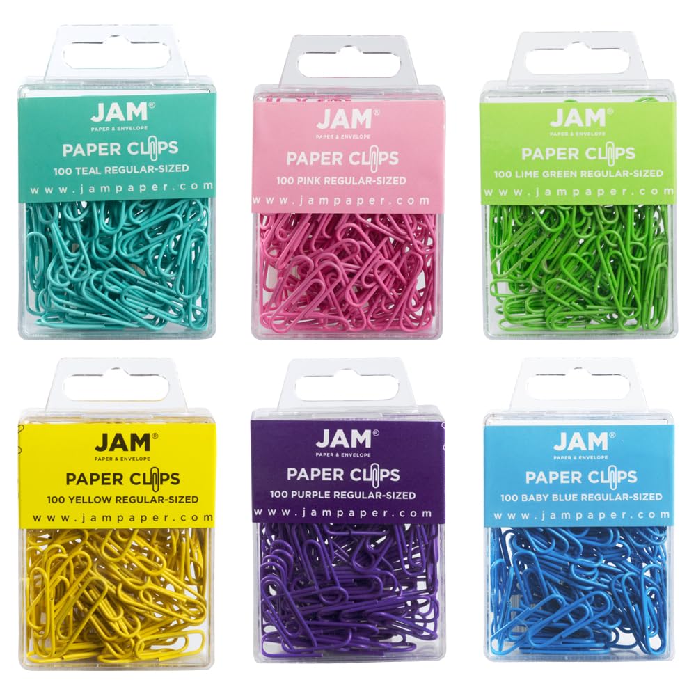 JAM PAPER Colorful Standard Paper Clips - Regular 1 Inch - Orange Paperclips - 100/Pack