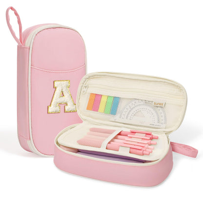 SUNEE Cute Pencil Case, Large Pencil Pouch, Aesthetic Big Pencil Bag with Zipper, Kawaii Stationery Storage and Organizer, School Supplies for Teen and Adult, Boys&Girls, Soft Corduroy Warm Beige