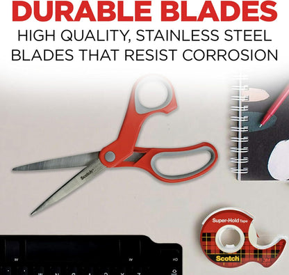 Scotch Multi-Purpose Stainless Steel All-Purpose 2 Pairs of Scissors, 8"