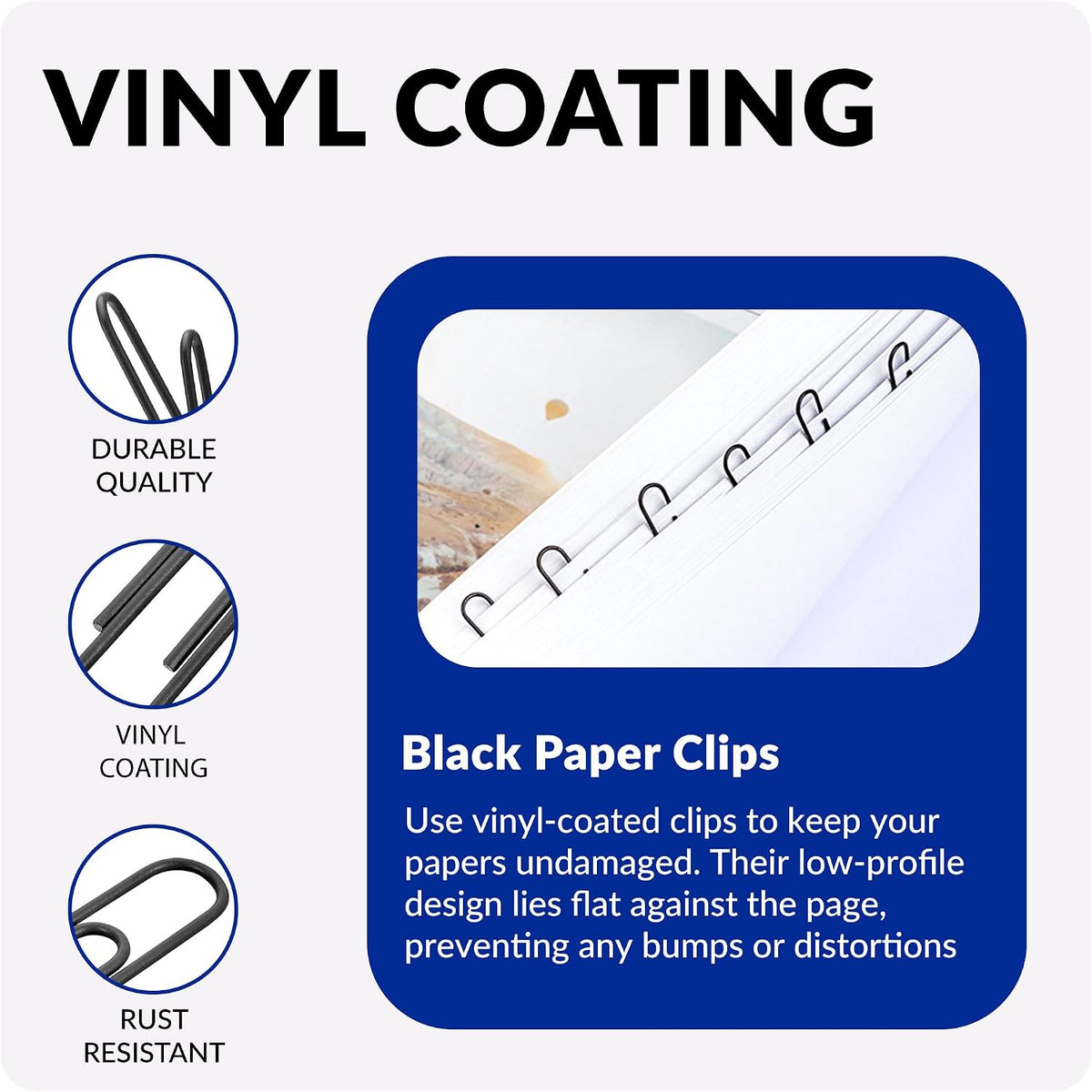 Large Paper Clips, 2 Inch Black Paper Clip, 200 pcs Jumbo Paperclips