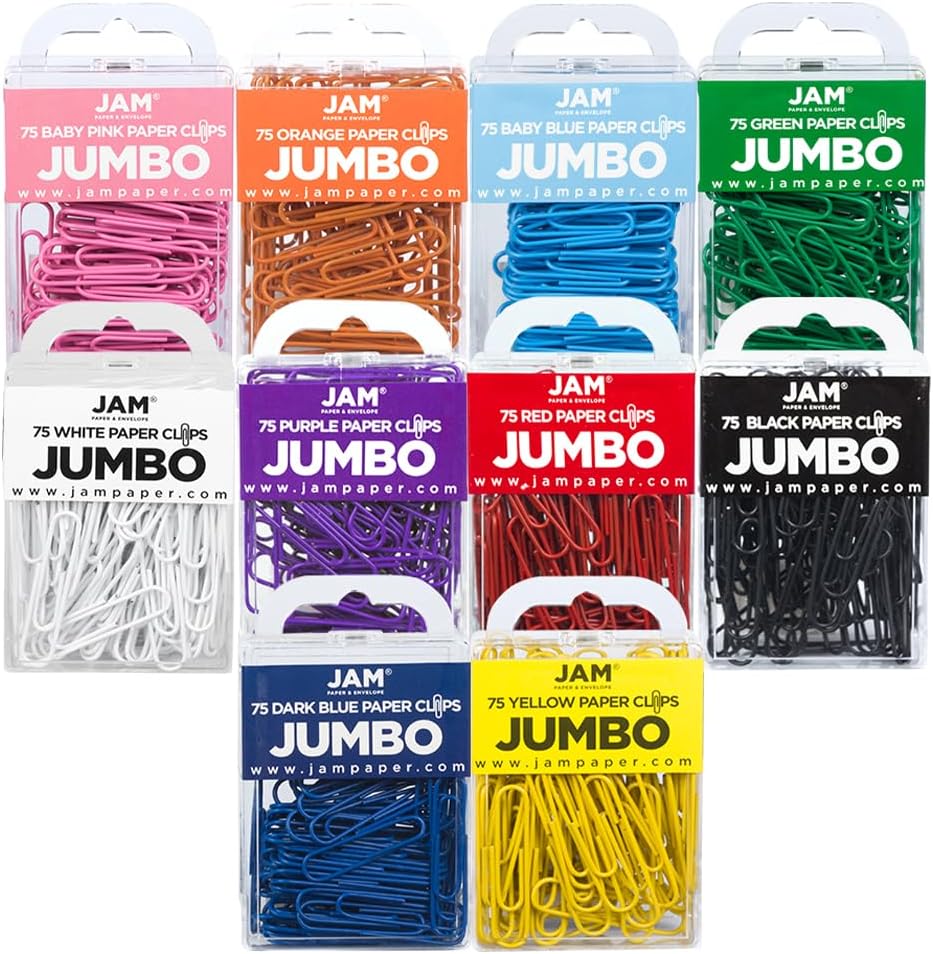 JAM PAPER Colorful Standard Paper Clips - Regular 1 Inch - Orange Paperclips - 100/Pack