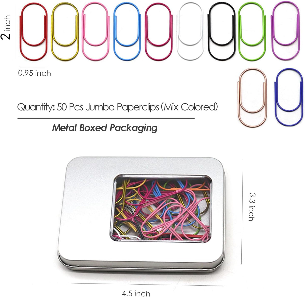 50 Pcs Cute Jumbo Planner Paper Clips 2 Inch, Fun Office Supplies