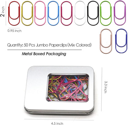 50 Pcs Cute Jumbo Planner Paper Clips 2 Inch, Fun Office Supplies