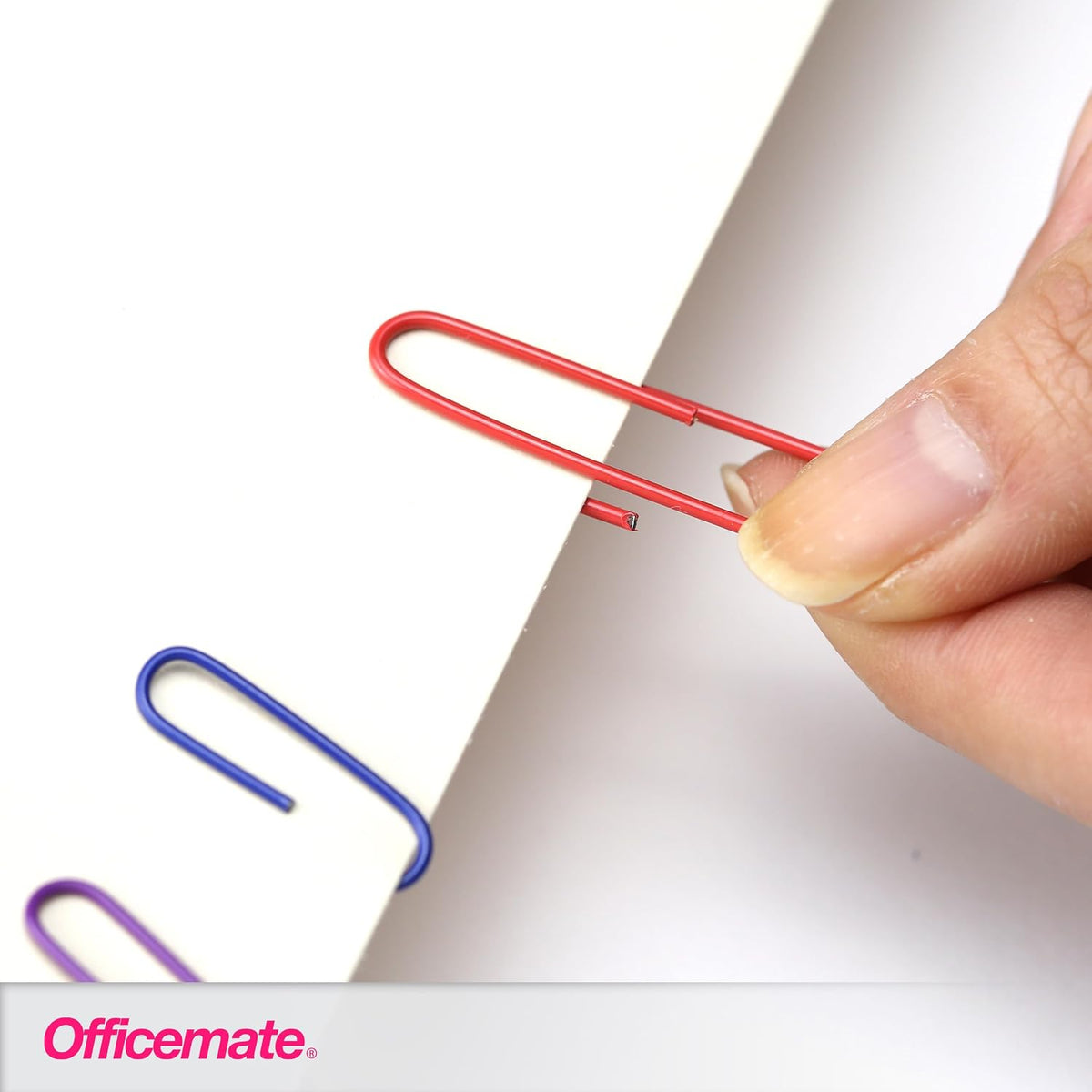 Officemate PVC Free Color Coated Paper Clips, 450 Per Tub Office Paper Clamp (97229)