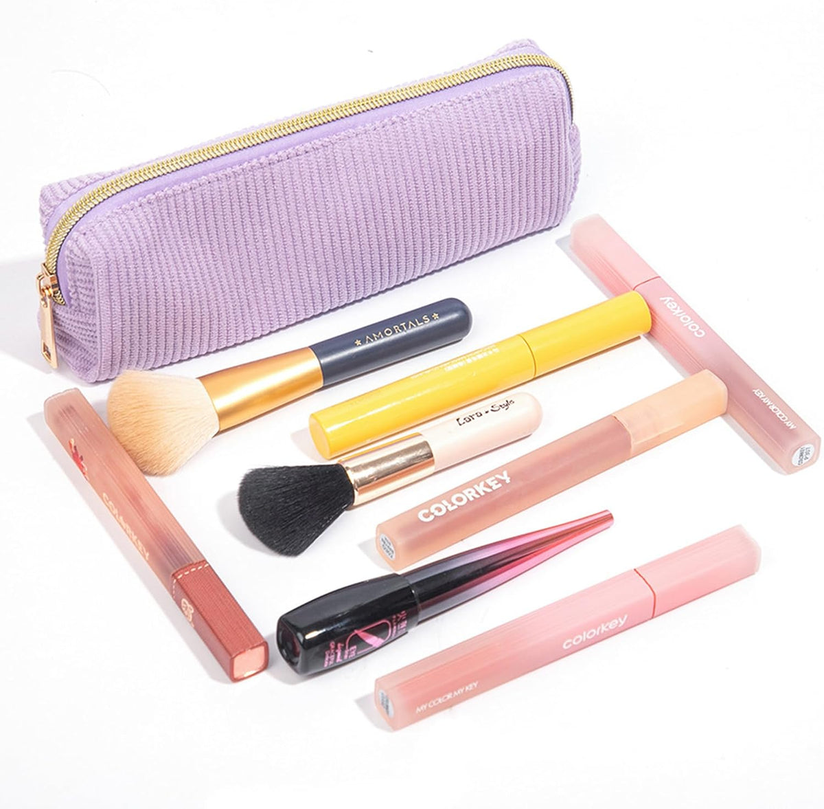 Corduroy Pencil Case with Metal Zipper Aesthetic Pen Pouch Large Capacity Makeup Bag Cosmetic Organizer Stationery Storage Bag for School Office Travel Cute Pencil Box (White)