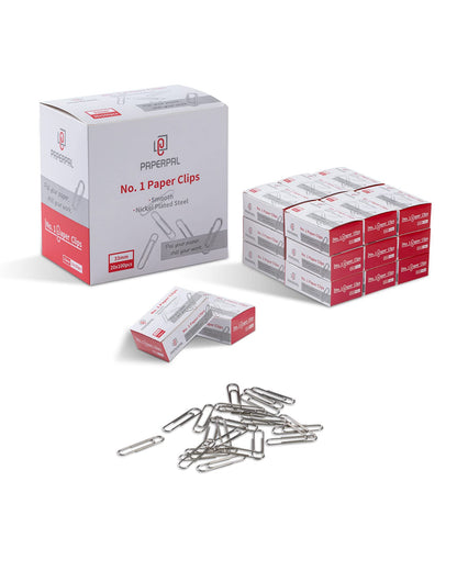 PAPERPAL Paperclips for Office School & Personal Use, #1 Smooth Paper Clip (1-2/7"), 600 Medium Paper Clips (6 Boxes of 100 Each), Silver