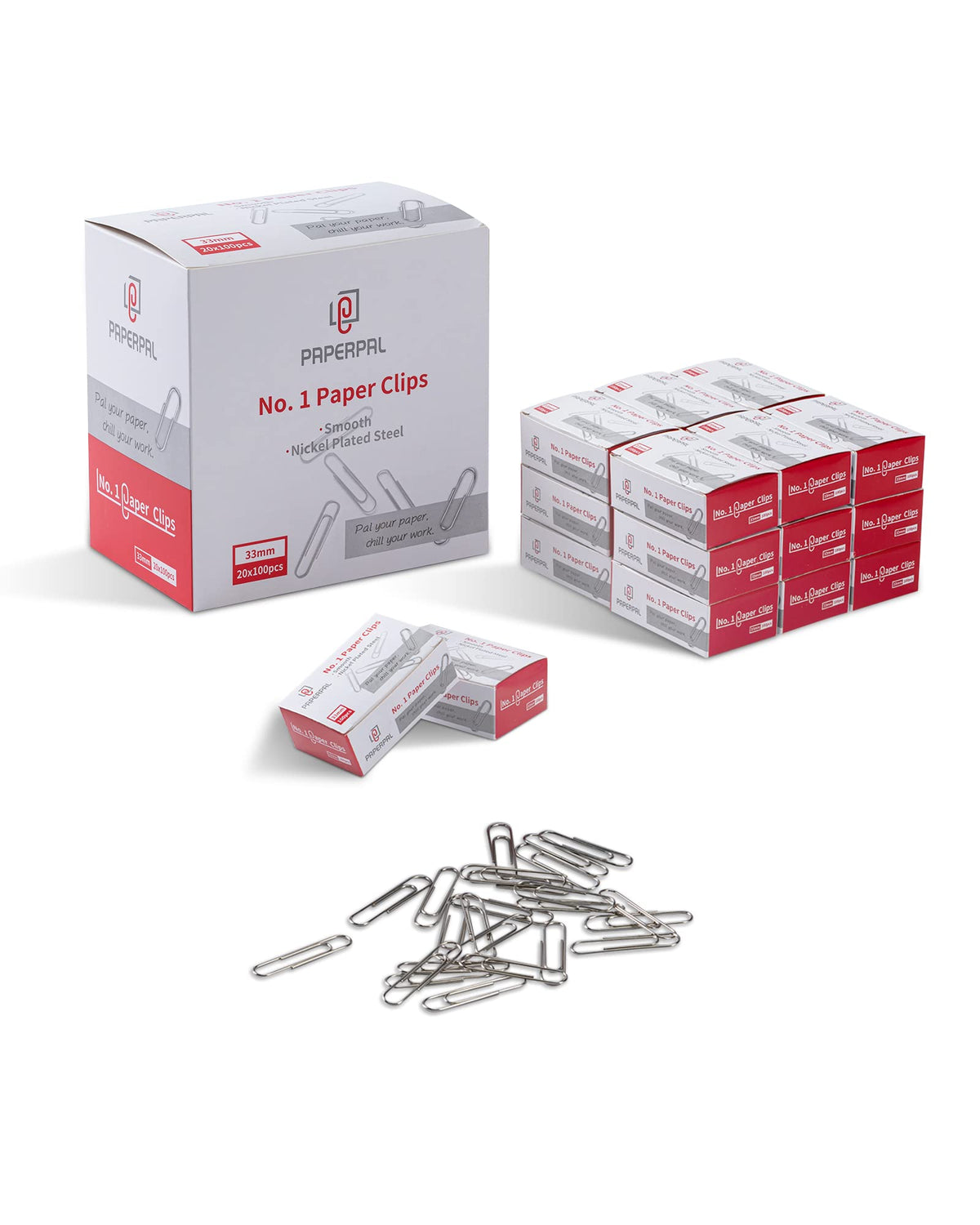 PAPERPAL Jumbo Non-Skid Paper Clips, 2 Inch (50 mm), 300 Count, Silver