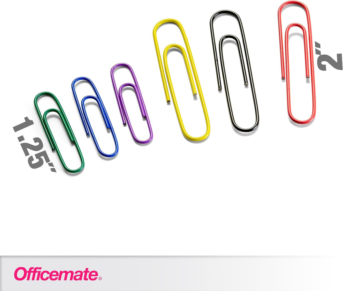 Officemate PVC Free Color Coated Paper Clips, 450 Per Tub Office Paper Clamp (97229)