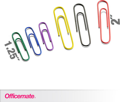 Officemate PVC Free Color Coated Paper Clips, 450 Per Tub Office Paper Clamp (97229)