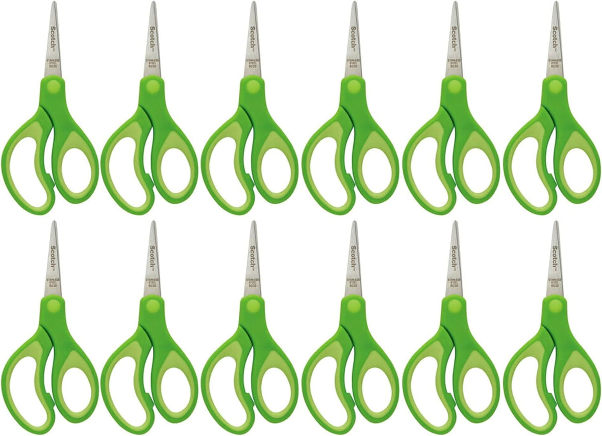 Scotch 5" Soft Touch Pointed Tip Kids Scissors, 12 Count Teacher's Pack