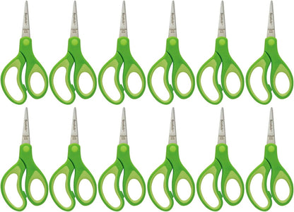 Scotch 5" Soft Touch Pointed Tip Kids Scissors, 12 Count Teacher's Pack