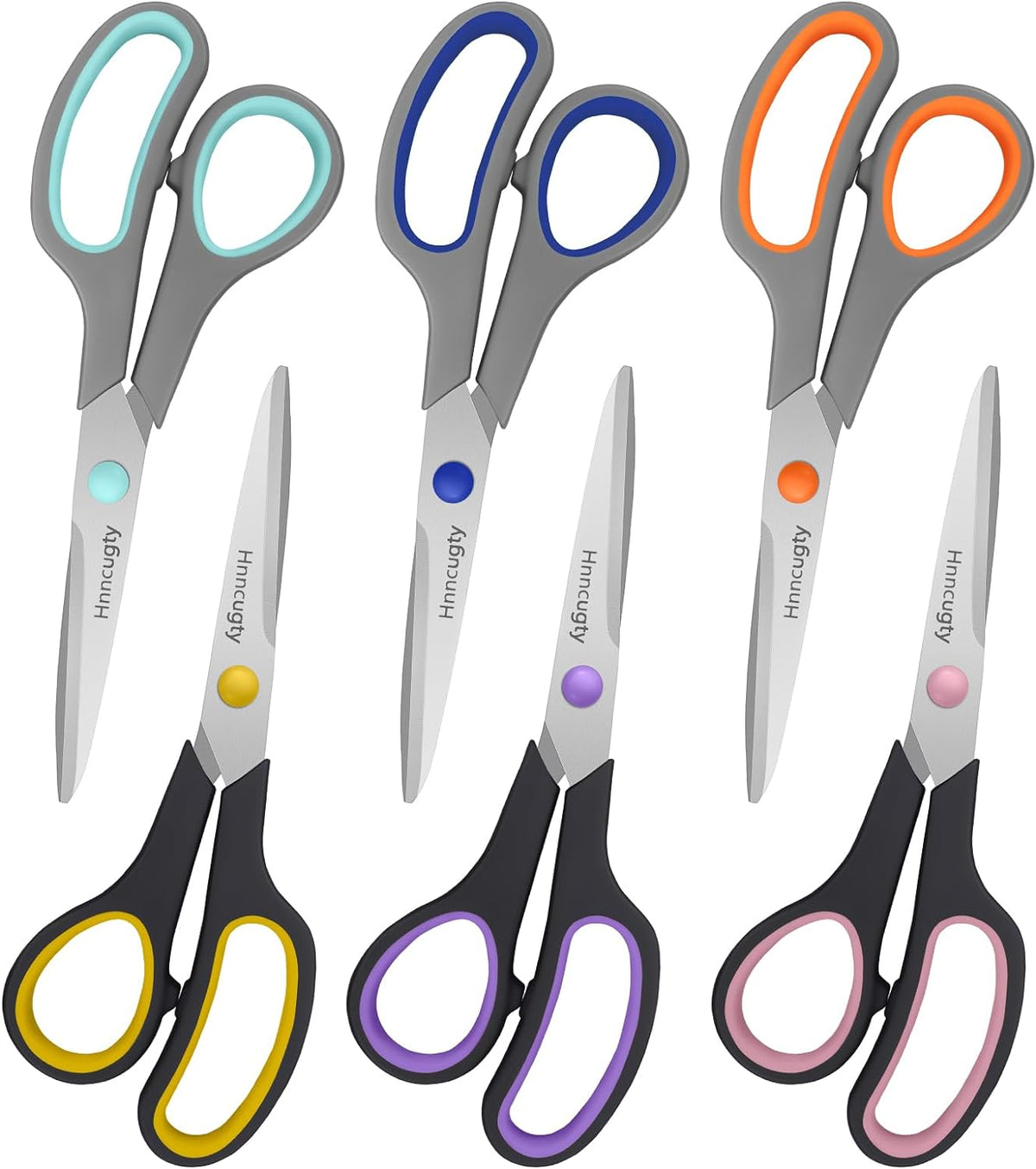 Scissors for Office School Supplies, Hnncugty 8"Scissors All Purpose 6 Pack