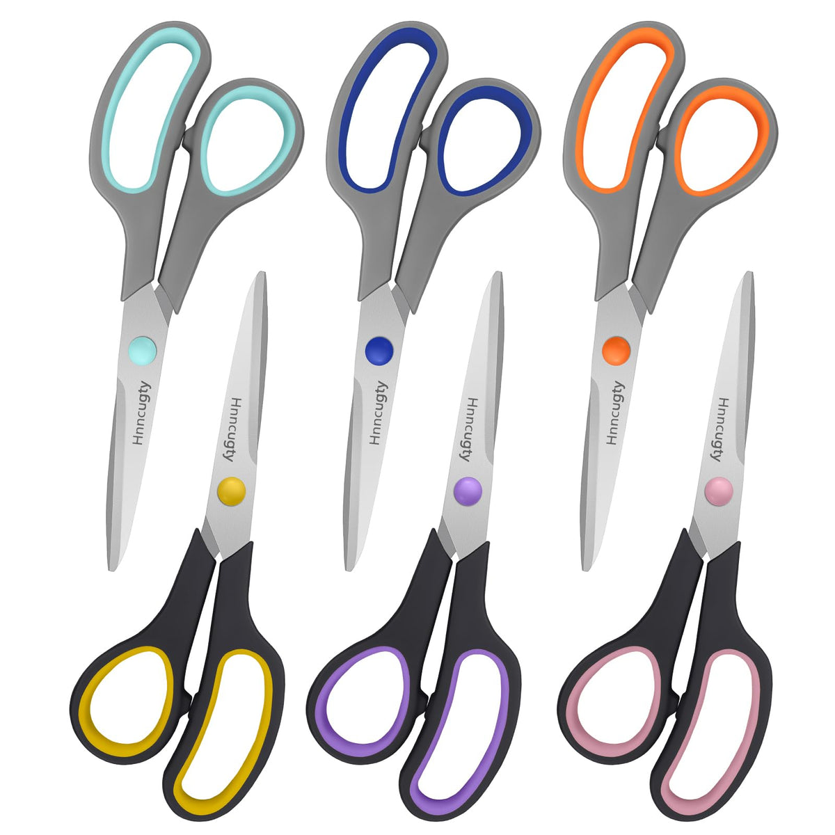 Scissors for Office School Supplies, Hnncugty 8"Scissors All Purpose 6 Pack