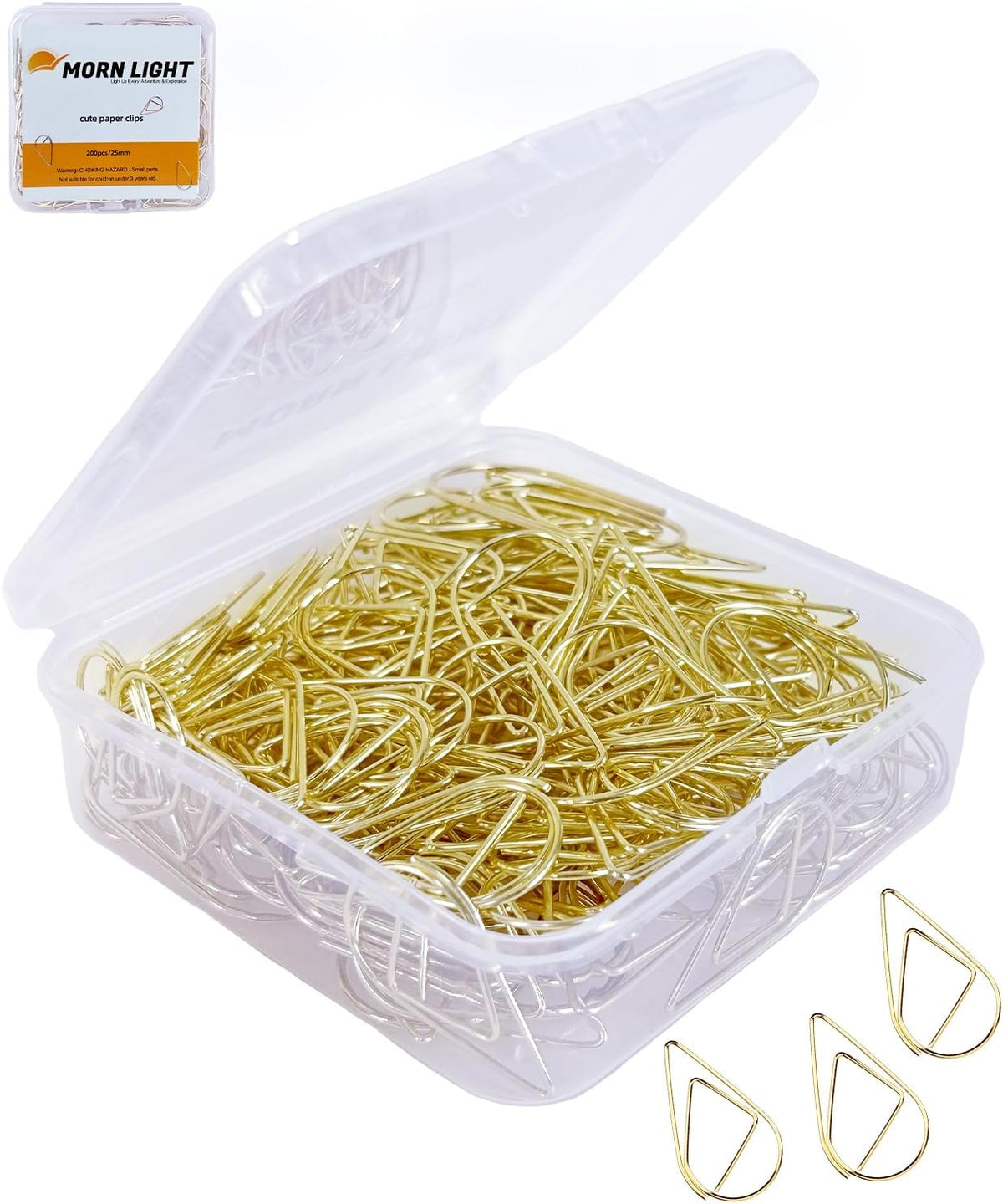 Gold Teardrop-Shaped Paper Clips, 1inch, 200 Pcs