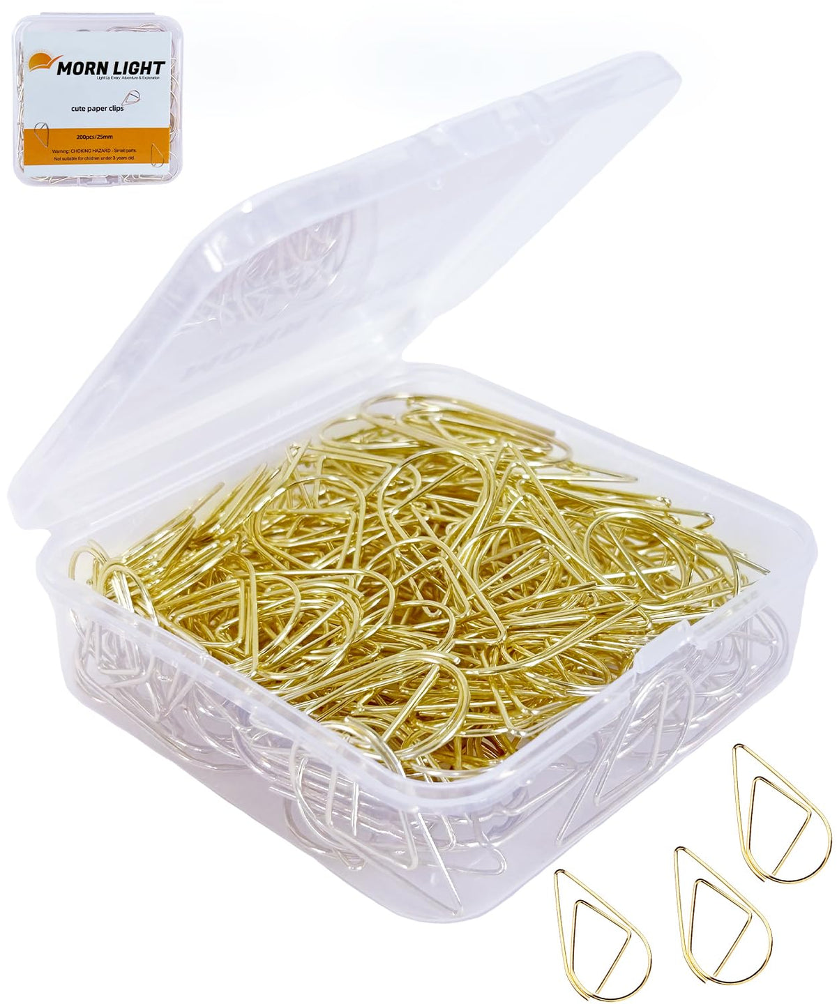 Gold Teardrop-Shaped Paper Clips, 1inch, 200 Pcs