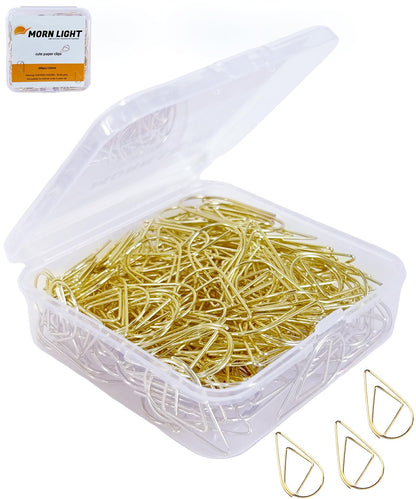 Gold Teardrop-Shaped Paper Clips, 1inch, 200 Pcs