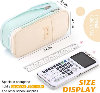 EASTHILL Big Capacity Pencil Pen Case Office College School Large Storage High Capacity Bag Pouch Holder Box Organizer Blue (Cyan)