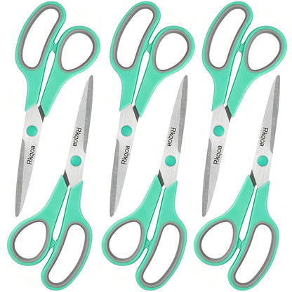 Scissors, 6 Pack 8" All Purpose Comfort-Grip Sharp Shears for Everyday Use