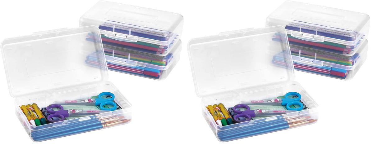 Sooez 3 Pack Pencil Case, Large Hard Pencil Box Bulk, Clear Crayon Box