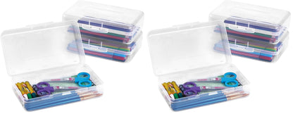 Sooez 3 Pack Pencil Case, Large Hard Pencil Box Bulk, Clear Crayon Box