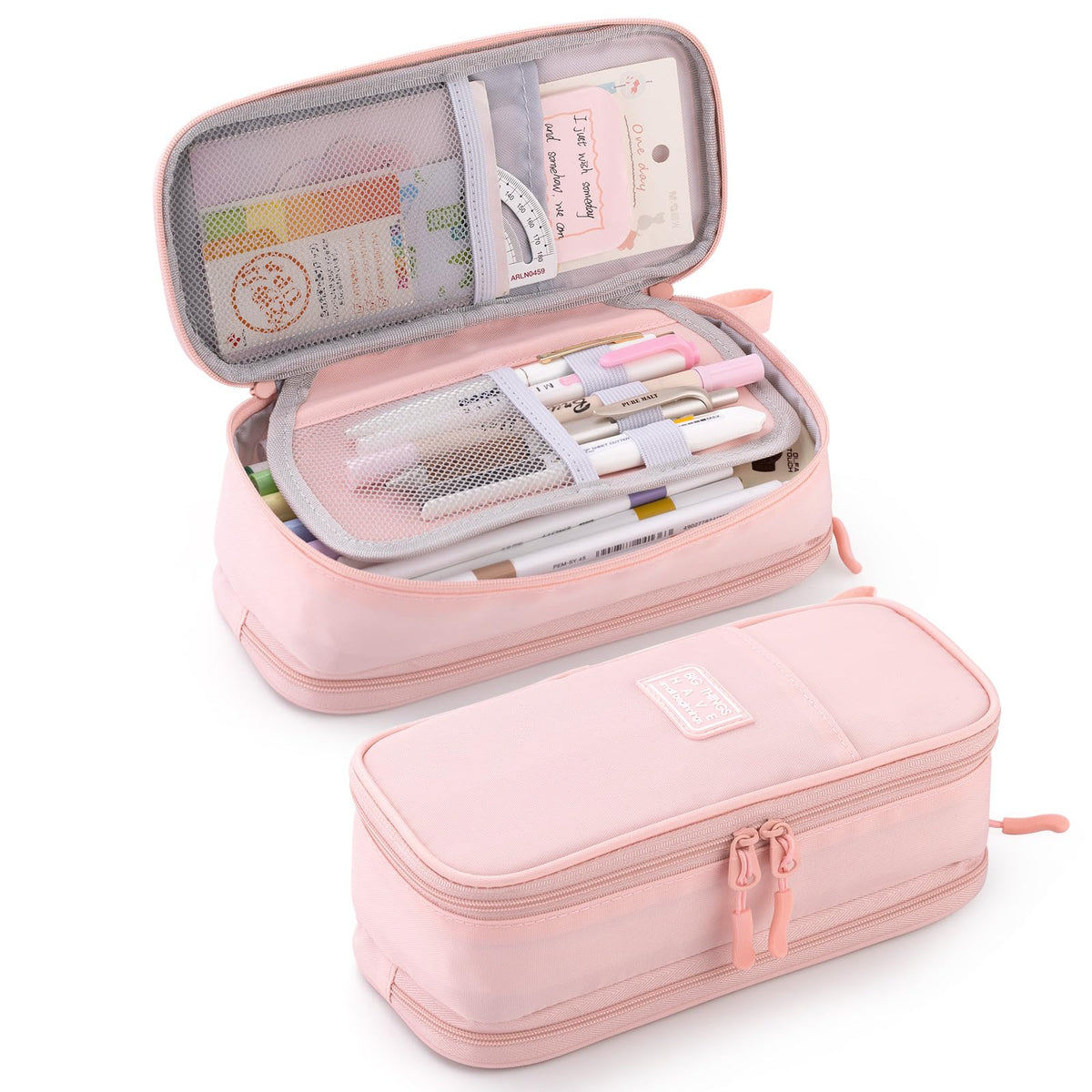 CICIMELON Durable Pencil Case Big Storage Pen Pouch Bag for School Supplies Office College Teen Girls Adults, Pink