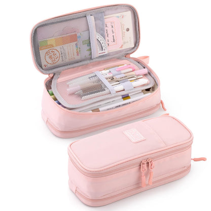 CICIMELON Durable Pencil Case Big Storage Pen Pouch Bag for School Supplies Office College Teen Girls Adults, Pink