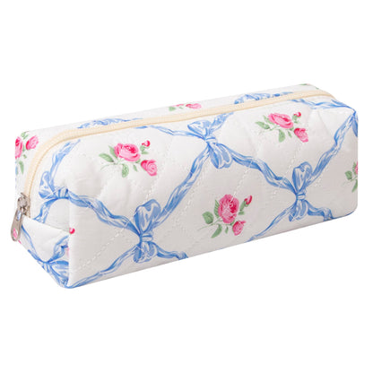 Pencil Case Office College School Storage Bag Pouch Holder Box Organizer Makeup Pouch Cosmetic Bag Aesthetic Cute Pen Case for Girls Boys Kids (Pink floral prints)