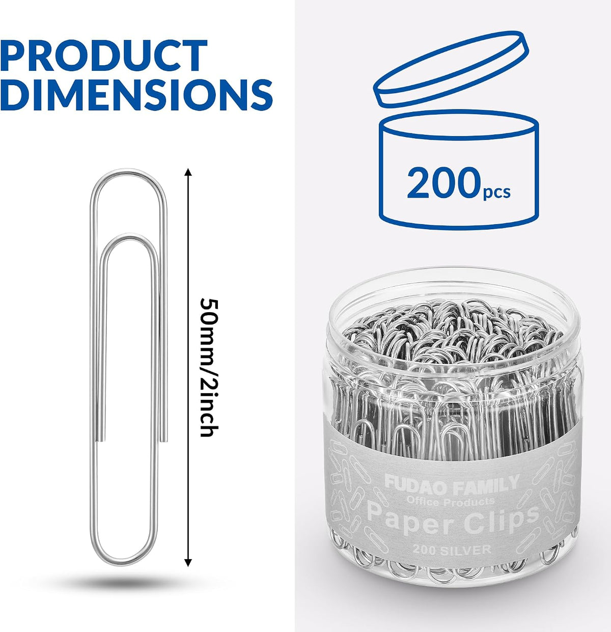 Jumbo Paper Clips, 2 Inch Paper Clip, 200 pcs Large Paperclips