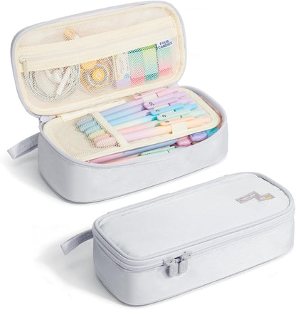 Four Candies Large Pencil Case, 5 Compartments Canvas Pen Organize