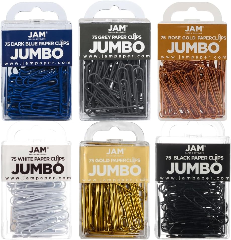JAM PAPER Colorful Standard Paper Clips - Regular 1 Inch - Dark Blue Paperclips - 100/Pack